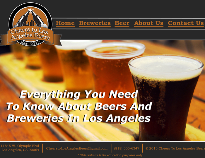 Image of a website I created for a make-believe website for beers and breweries in Los Angeles.