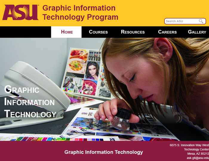 Image of a website I created for the GIT Program at ASU.